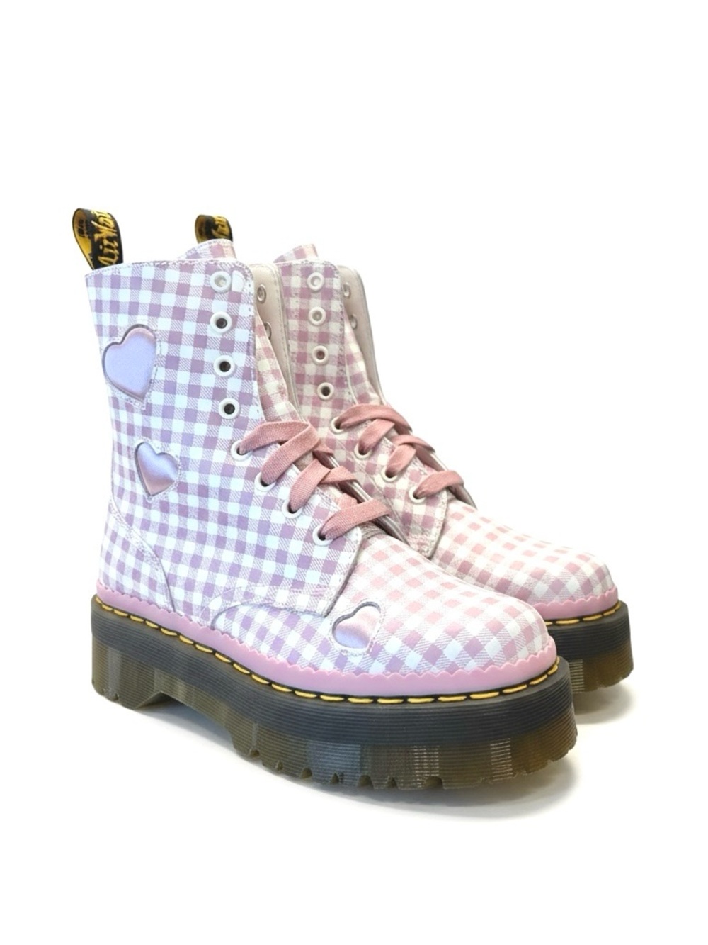 Dr. Martens Pink Gingham Jadon Heart White Dusty Rose - Picture 2 of 9